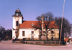 kostel Nejsv�t�j�� Trojice s morov�m sloupem na n�m�st�