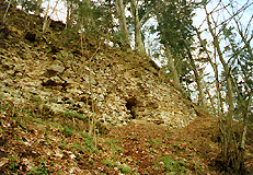 zbytky zdiva hradu Příběnice